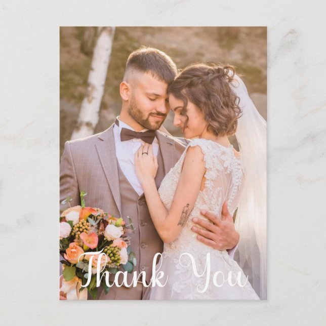 Simple Wedding Photo Add Your Greeting Thank You  Postcard (Front)