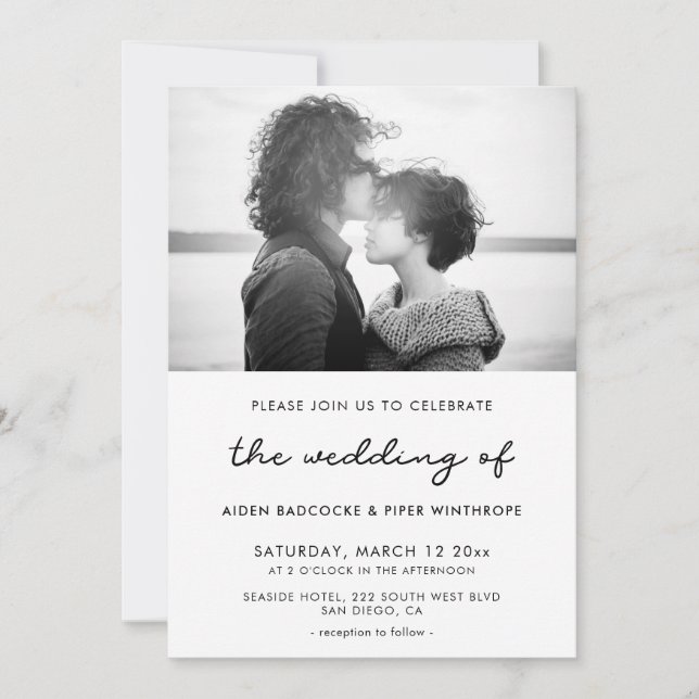 Simple wedding photo invitation (Front)