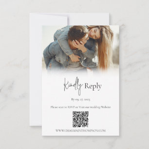 Simple Wedding Photo QR Code RSVP Card