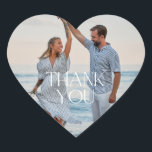 Simple Wedding Photo Thank You Favour Heart Sticker<br><div class="desc">Show your appreciation with a touch of love using our "Simple Wedding Photo Thank You Favour Heart Sticker." Featuring a beautiful photo of the couple and a heartfelt thank you message,  this sweet heart-shaped sticker adds a personal and romantic touch to your wedding favours.</div>