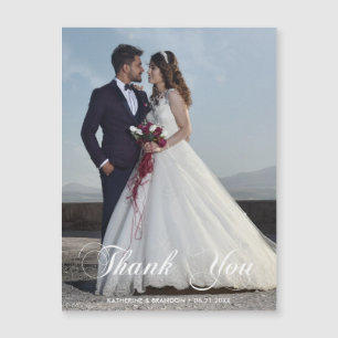 Simple Wedding Photo Thank You Magnetic Card