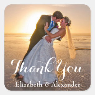 Simple Wedding Photo Thank You sticker
