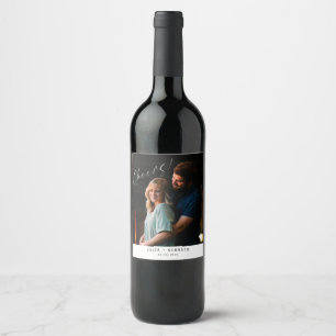 Simple Wedding Photo Wine Label