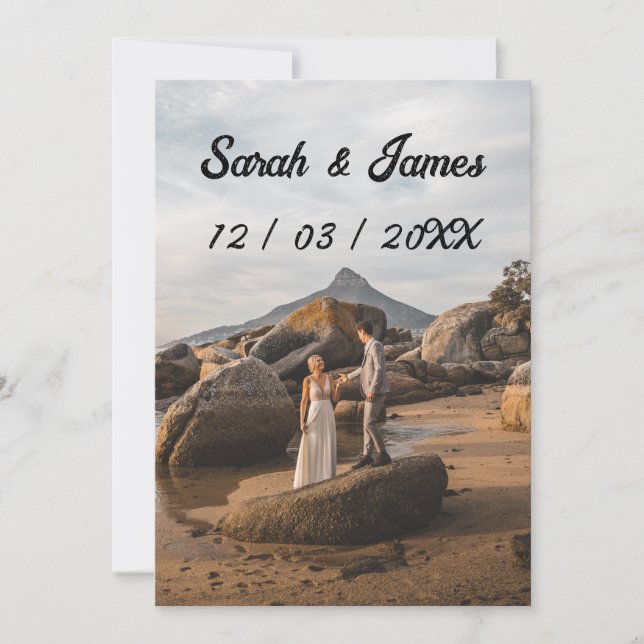 Simple Wedding Photo Wine Label Invitation (Front)