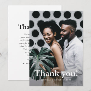 Simple Wedding Photo with Thank you Message Card