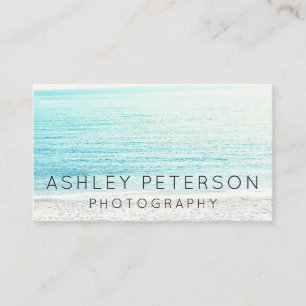 Simple wedding photography beach typography business card
