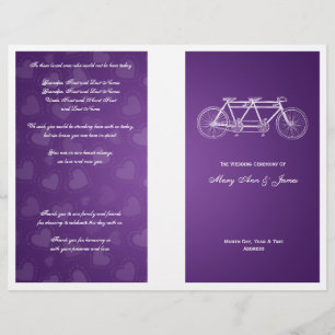 Simple Wedding Program Tandem Bike Purple