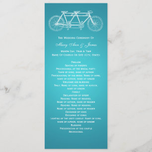 Simple Wedding Program Tandem Bike Turquoise Programme