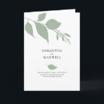Simple Wedding Program Template Leaves<br><div class="desc">Create the perfect wedding programs with this simple and modern design, featuring elegant greenery accents in soft sage green. Use the easy-to-edit template fields to personalise your order of service, timeline, schedule, and itinerary, ensuring your guests stay informed throughout your special day. All colours—including the leaves—are fully customisable, allowing you...</div>