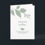 Simple Wedding Program Template Leaves<br><div class="desc">Create the perfect wedding programs with this simple and modern design, featuring elegant greenery accents in soft sage green. Use the easy-to-edit template fields to personalise your order of service, timeline, schedule, and itinerary, ensuring your guests stay informed throughout your special day. All colours—including the leaves—are fully customisable, allowing you...</div>