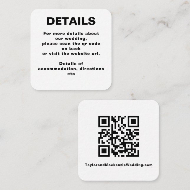 Simple Wedding QR Code Enclosure Card (Front/Back)