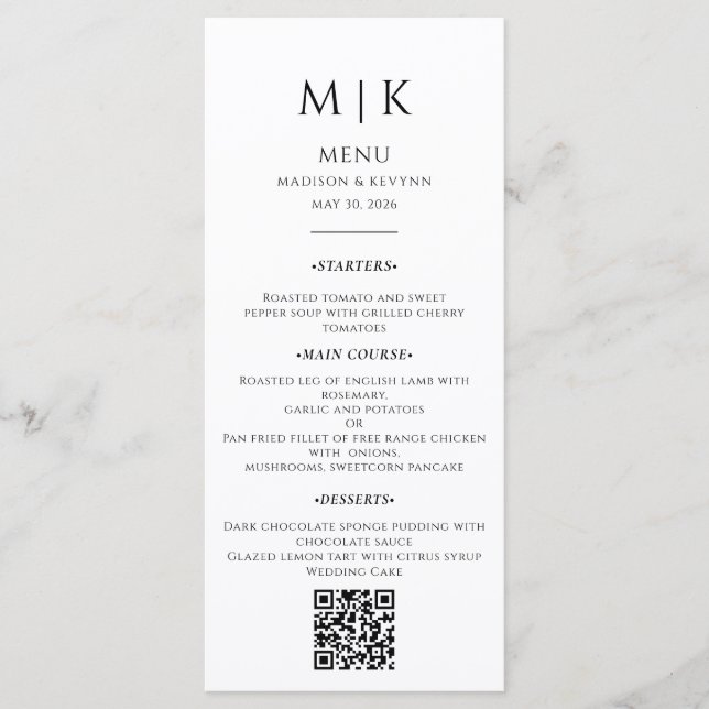 Simple Wedding  QR Code Menu (Front)