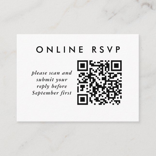 Simple Wedding QR Code Online RSVP Enclosure Card (Front)