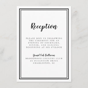 Simple Wedding Reception Framed Black & White Enclosure Card