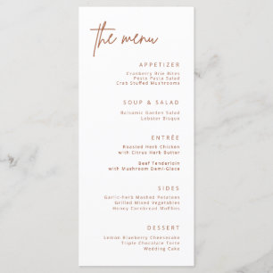 Simple Wedding Reception Party Formal Dinner Menu