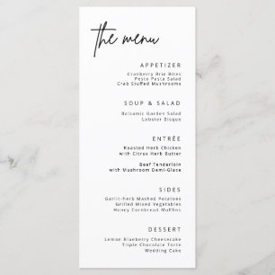 Simple Wedding Reception Party Formal Dinner Menu