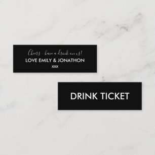 Simple Wedding Reception White Black Drinks Ticket