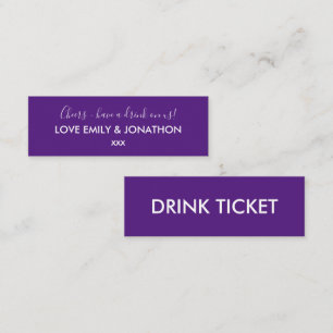 Simple Wedding Reception White Purple Drink Ticket