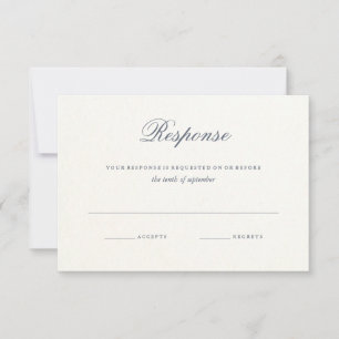 Simple Wedding Response Card Blue Grey Text