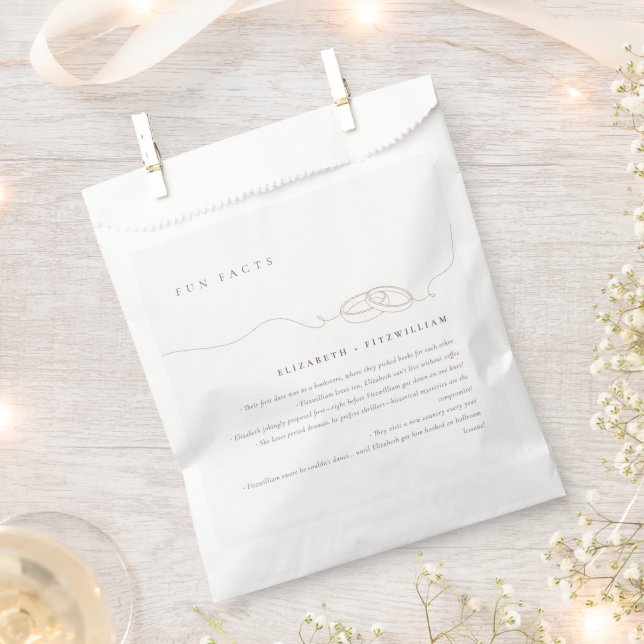 Simple Wedding Rings | Blush Pink Wedding Fun Fact Favour Bags (Clipped)