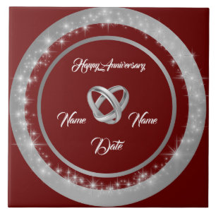 Simple Wedding Rings Customise Silver Anniversary Tile