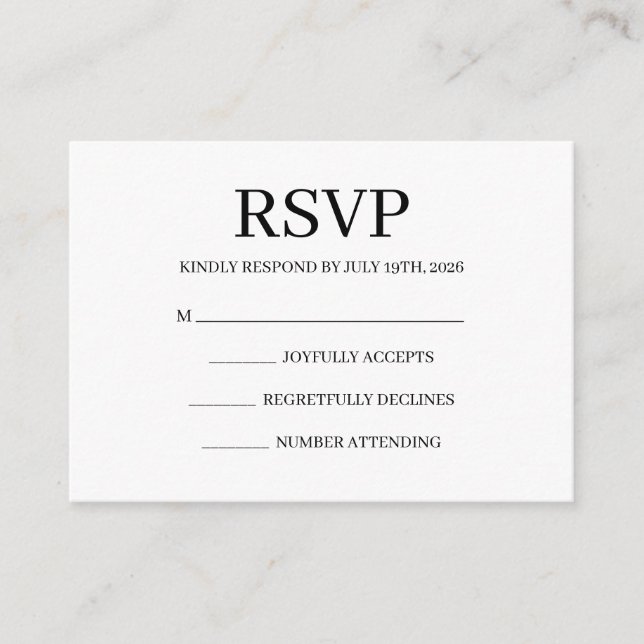 Simple Wedding RSVP Enclosure Card (Front)