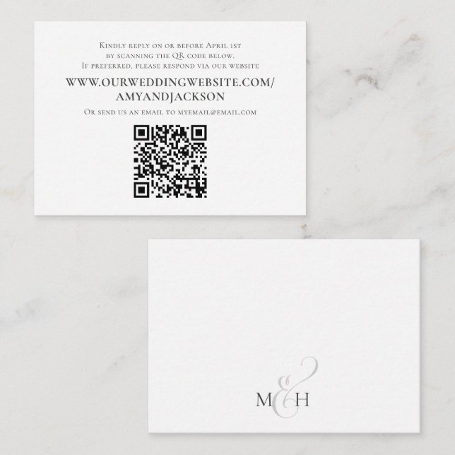 Simple Wedding RSVP QR Code Template  (Front/Back)