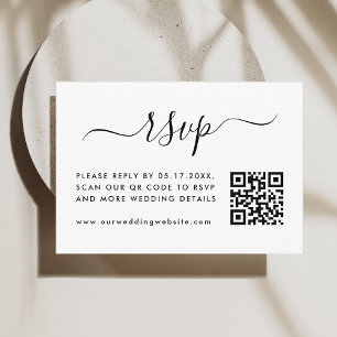 Simple Wedding RSVP with QR Code Enclosure Card
