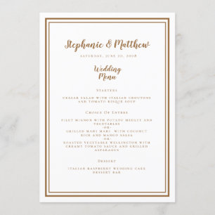 Simple Wedding Rustic Brown Modern Chic Dinner Menu