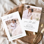 Simple Wedding Save the Date Photo Minimalist<br><div class="desc">Wedding Save the Date Cards that have a photo on the front and back. The Save the Date cards contain a modern hand lettered cursive script typography that are elegant,  simple and modern to use after you minimalist simple wedding day celebration.</div>