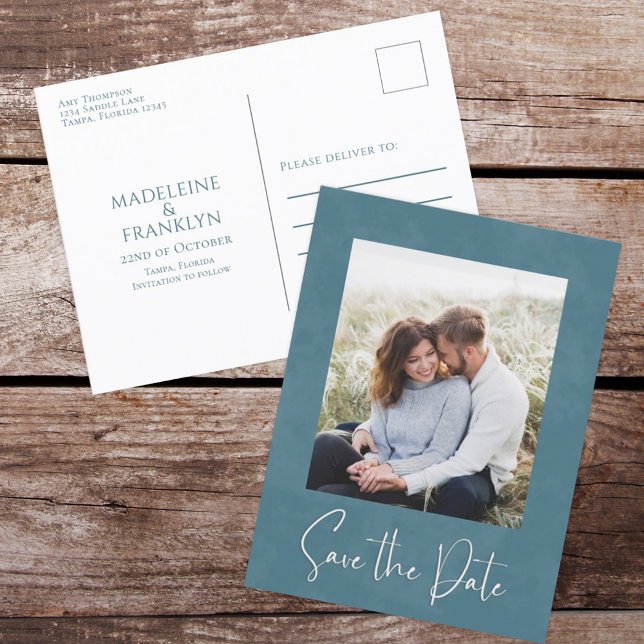 Simple Wedding Save The Date Photo Template Postca Postcard (Creator Uploaded)