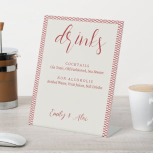 simple wedding signature drinks pedestal sign