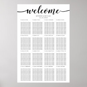 Simple Wedding Sixteen Table Welcome Seating Poster