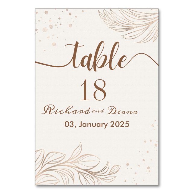 Simple Wedding Table  Number (Front)