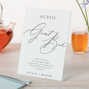 Simple Wedding Telephone Voicemail Audio Guestbook Pedestal Sign