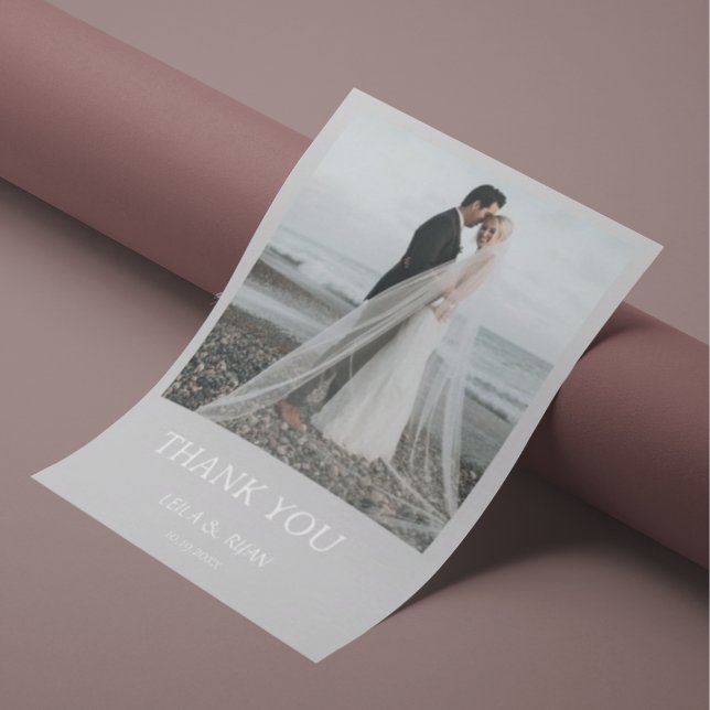 Simple Wedding Thank You Card With Note (Photo Wedding Thank You Card)