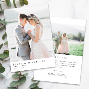 Simple Wedding Thank You Card with Photos