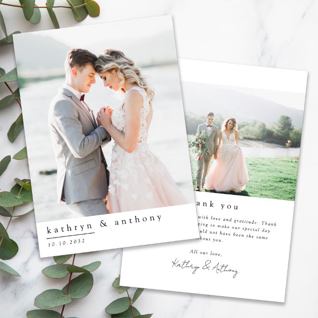 Simple Wedding Thank You Card with Photos (Creator Uploaded)