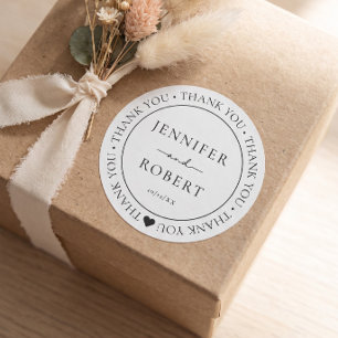 Simple Wedding Thank you Classic Round Sticker