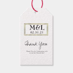 Simple Wedding Thank You Faux Gold Square Shape Gift Tags