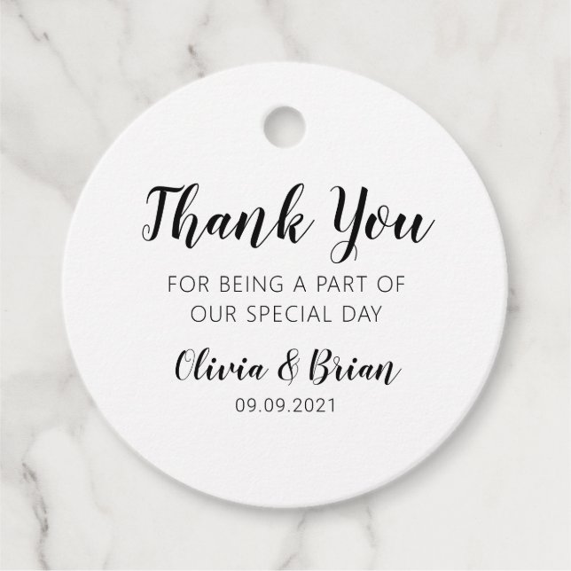 Simple Wedding Thank You Favour Tag (Front)