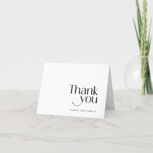 Simple Wedding Thank You Message Black White  Card