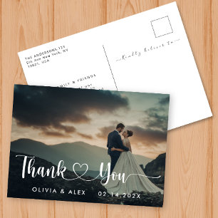 Simple Wedding Thank You Postcard