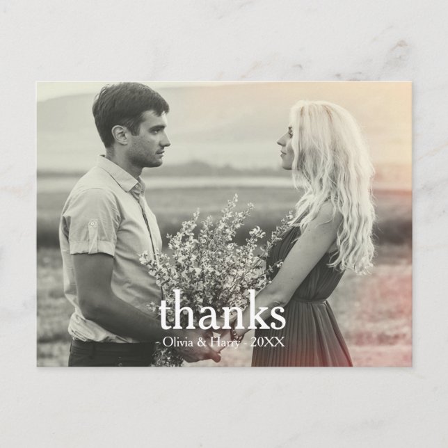 Simple Wedding Thank You Postcard (Front)