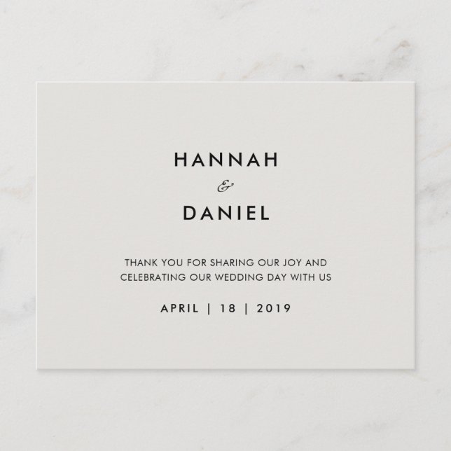 Simple Wedding Thank You Postcard (Front)