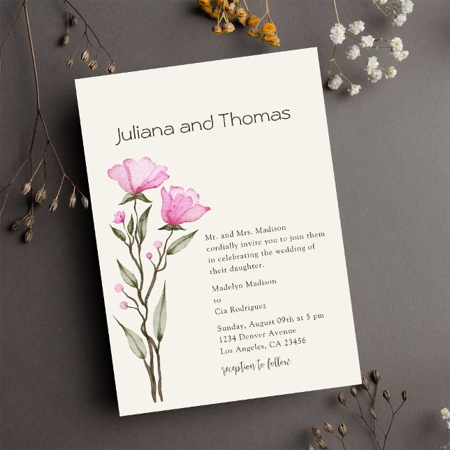 Simple wedding watercolor floral invitation (Creator Uploaded)