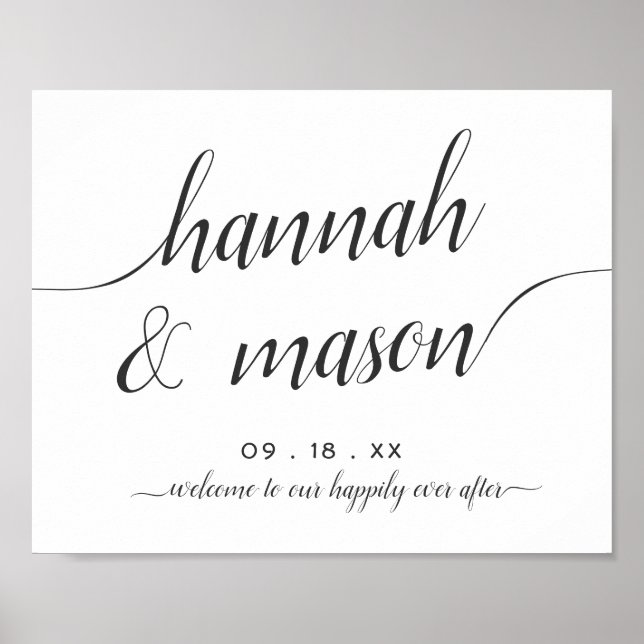 Simple Wedding Welcome Sign Trendy Calligraphy (Front)