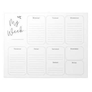 Simple Weekly Planner Notepad