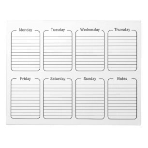 Simple Weekly Planner White Tear Away Calendar Notepad