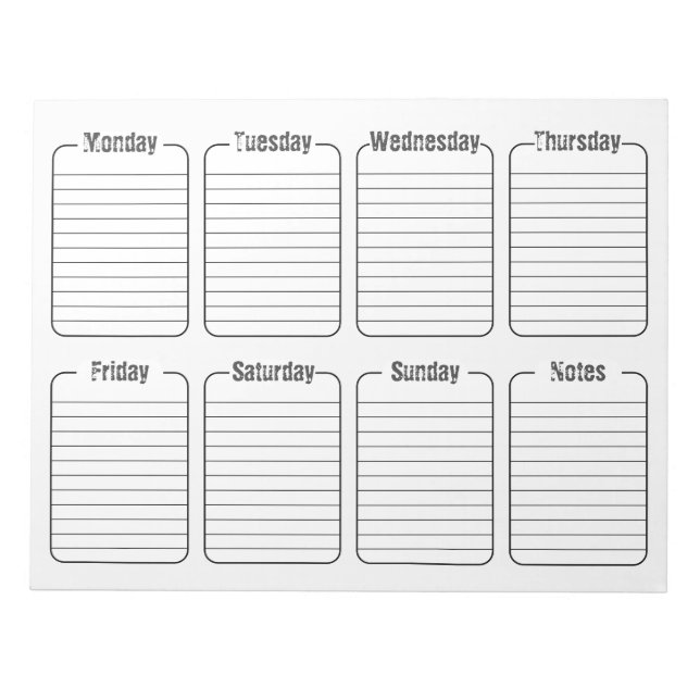 Simple Weekly Planner White Tear Away Calendar Notepad (Front)